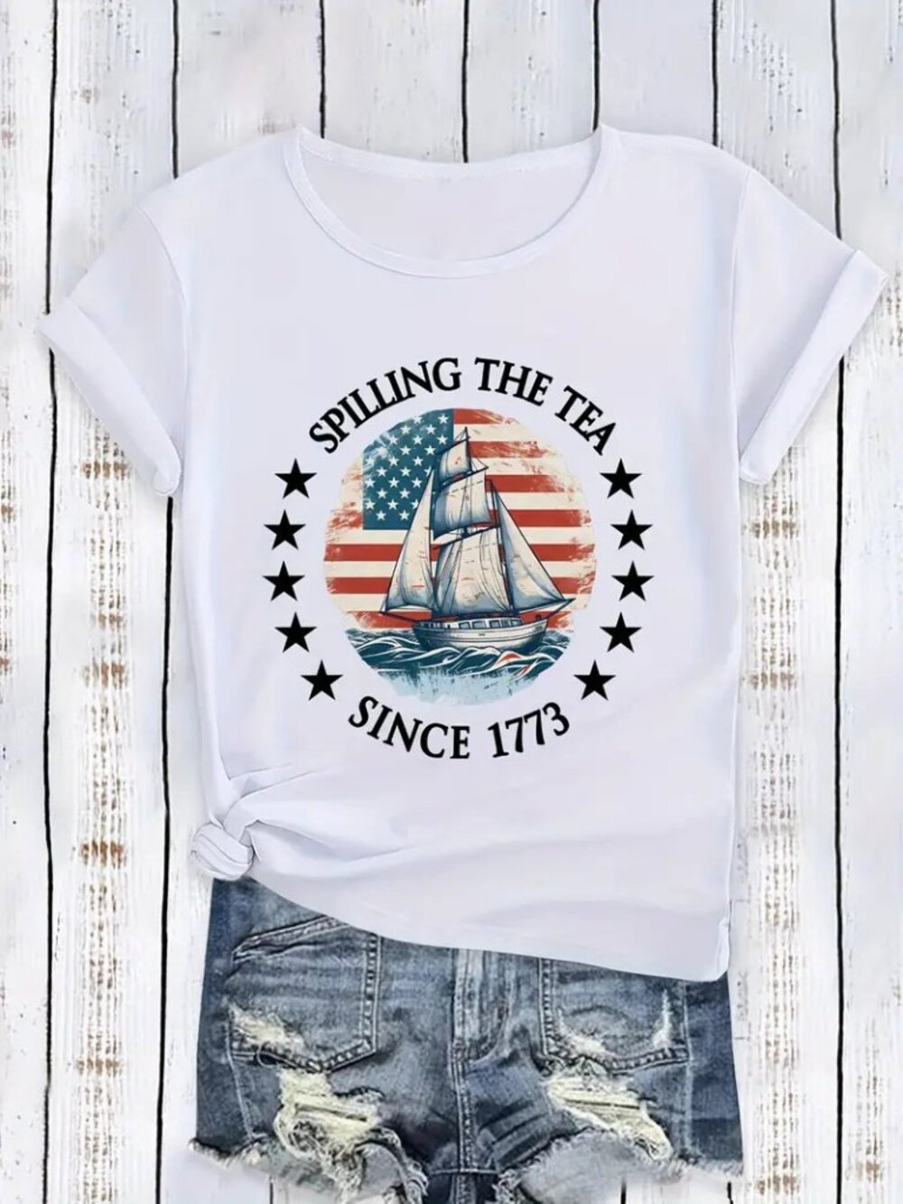 Women Spilling The Tea Since 1773 Shirt Patriotic American Tee